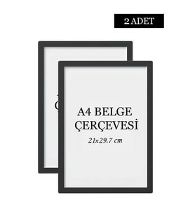 2 Li Set A4(21x29.7) Diploma Çerçevesi Belge Çerçeveleri Sertifika Çerçevesi (Siyah)
