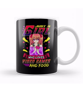 Funny Just A Girl Who Loves Video Games And Food Kupa Bardak Porselen