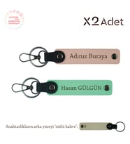 Kardeşe Yılbaşı Jest, İsimli & Soyisimli 2’li Anahtarlık Hediye Takımı, Yavru Ağzı-Yeşil-Sütlü Kahve