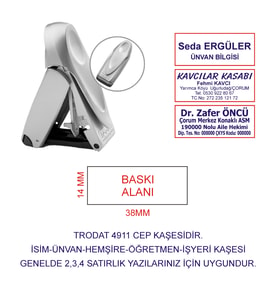 KAŞECİNİZ TRODAT 9411 CEP KAŞE GRİ  MAKİNE MAVİ MÜREKKEP