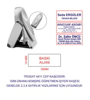 KAŞECİNİZ TRODAT 9411 CEP KAŞE GRİ  MAKİNE MAVİ MÜREKKEP