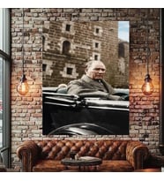 ATATÜRK ARABA KANVAS TABLO EV DUVAR SALON OFİS DÜKKAN İŞ YERİ HEDİYELİK DEKARASYON SÜSÜ (Çok Renkli)
