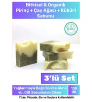 3'lü Fırsat %100 Doğal Cilt Lekeleri Için Sabun Seti Kokulu Pirinç + Çay Ağacı + Kükürt Sabunu