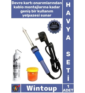 #HavyaSeti Profesyonel Elektronik Onarım Seti Kaliteli Lehim Kalem Havya 40 W 3 Parça Şık Özel Set