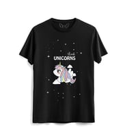 Unıcorn Resimli Dijital Baskılı Siyah Tshirt