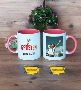 Optisyen Kupa Bardak Pembe Fotoğraflı Tıp Bayramı Hediyesi Optisyenler Günü Hediyesi