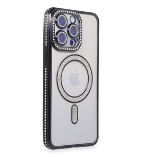 iPhone 15 Pro Kılıf Joke Simli Magneticsafe Kılıf - Siyah