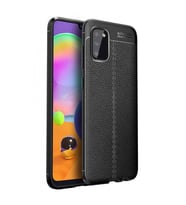 Samsung Galaxy A02S Deri Görünümlü Silikon Siyah
