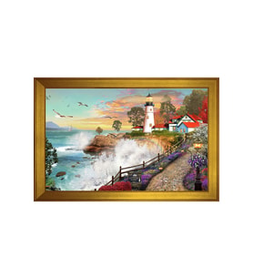 Manzara Temalı Kanvas Tablo 80 x 110 cm Gold Çerçeve
