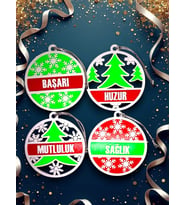Yılbaşı Çam Ağacı Süsleri  4 Adet Dilek 8 x 8 cm  (Beyaz)