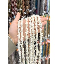 Sedef Taşı Amorf Kesim Parlak Beyaz 30x5mm Doğal Taş Dizi [AA]