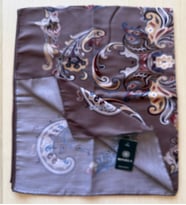 Osmanlı Motifli, Çiçek Dalı Desenli, Şık Ve Zarif Şal (Kahverengi-Siyah)