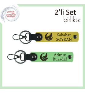 Yıllara Dayanan Bağa Özel Hediye – Bozkurt Ve Ayyıldız Temalı Kişisel Anahtarlık Takım, Sarı-Yeşil (Çok Renkli)