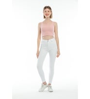 Süperlife Kadın Crop Örme Slim Fit  Atlet-Tişort SPR21Y19 (Pink)