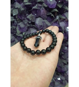 Oniks Doğal Taş Bileklik Aa Kalite 8 Mm ( Onıks Kolye Hediyeli ) Kontrol Ve Denge Sağlar