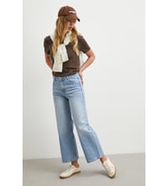 Yüksek Bel Culotte Jean Mavi