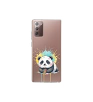 Samsung Galaxy Note 20 ile Uyumlu Splash Panda Tasarımlı Şeffaf Silikon Kılıf
