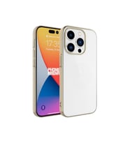 Apple iPhone 15 Pro Uyumlu Kılıf Sert PC Renkli Çerçeveli Zore Riksos Kapak (Gold)