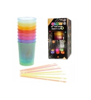 8 Adet Glow Parti Bardak Karanlıkta Parlayan Yılbaşı Neon Işıklı Kokteyl Bardağı 8.5x10.5 cm (Karışık)