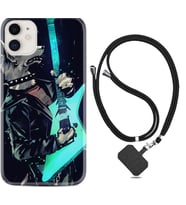 Apple iPhone 11 12 13 Mini Kılıf Boyun Askılı Silikon Dog Guitar 1789
