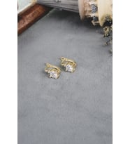 ENCİLİ SİLVER 925 Ayar Gümüş Pırlanta Montürlü Model Çocuk J Küpe (Gold)