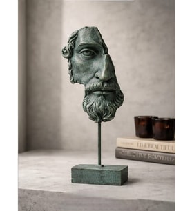Yarım Yüz Zeus Heykeli Ev Dekoru Büstleri Büyük Boy Heykel 35 CM