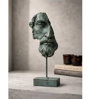 Yarım Yüz Zeus Heykeli Ev Dekoru Büstleri Büyük Boy Heykel 35 CM
