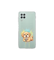 Samsung Galaxy A22 ile Uyumlu Splash Köpek Tasarımlı Şeffaf Silikon Kılıf