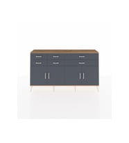 Arges Konsol 3 Raflı 6 Çekmeceli 4 Kapaklı 176x30x99 Çam-Antrasit