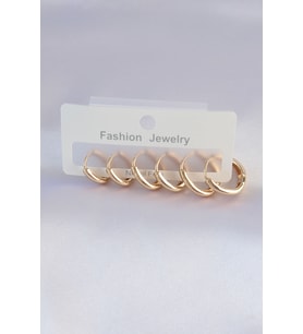Pirinç Gold Renk Oval Küpe Seti