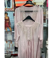 NEHİR 2036  Pudra Hamile Lohusa 3Lü Pijama Sabahlık Takım
