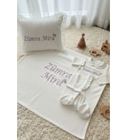 İsimli Kız Hastane Çıkışı 5'li Bebe Yaka İsme Özel Set