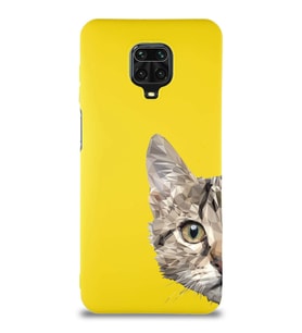 Xiaomi Redmi Note 9 Pro Soft Premier Kapak Catface Tasarımlı Silikon Kılıf - Sarı (Şeffaf)