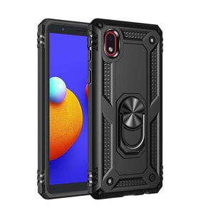 Galaxy A01 Core Kılıf Zore Vega Yüzüklü Standlı Zırh Kılıf (Siyah)