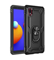 Galaxy A01 Core Kılıf Zore Vega Yüzüklü Standlı Zırh Kılıf (Siyah)