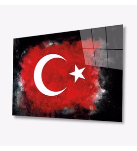 İdealizbiz Türk Bayrağı Cam Tablo 4mm Dayanıklı Temperli Cam