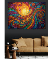 Renkli Modern Soyut Mandala Deseni Dekoratif Kanvas - Mdf Ahşap Tablo