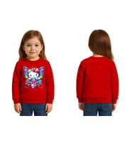 Unisex Hello Kity Baskılı Çocuk Swaetshirt 3 İplik Şardonlu (Kırmızı)