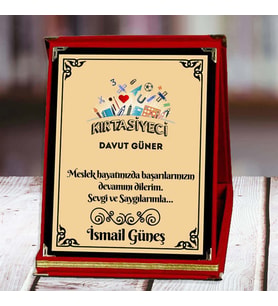Kırtasiyeci Baskılı Plaket (1. Tasarım)  Kişiye Özel (Kırmızı)