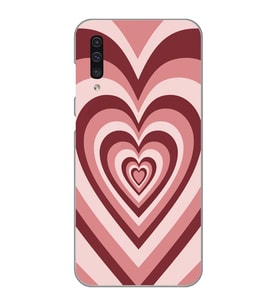 Samsung Galaxy A70 Uyumlu Pembe Kalp Tasarımlı Şeffaf Telefon Kılıfı