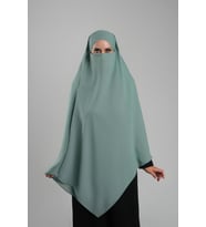 Mint Yeşili Pratik Hazır Geçmeli Tesettür Eşarp Krep Bağcıklı Çift Katlı Sufle Hijab 2314_13