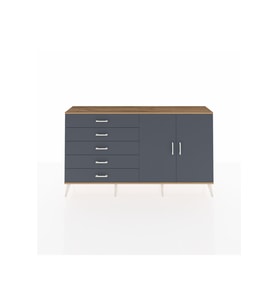 Arges Konsol 2 Raflı 5 Çekmeceli 2 Kapaklı 176x30x99 Çam-Antrasit