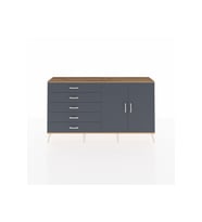 Arges Konsol 2 Raflı 5 Çekmeceli 2 Kapaklı 176x30x99 Çam-Antrasit