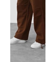 Dizi Katlı Gabardin Baggy Pantolon (Kahverengi)