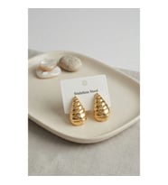 Mey İthalat® 316L Çelik Gold Renk Vintage Damla Model Küpe
