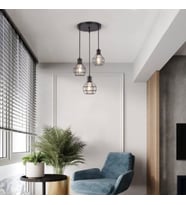 RİOLİGHT RETRO1,RUSTİK,VİNTAGE SİYAH KAFES 3XE27 DUYLU METAL SARKIT AVİZE