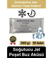 Premium Güvenli Malzeme Dayanıklı Seyahat Yolculuk Yiyecek Soğutucu Jel Poşet Buz Aküsü 260gr 10Adet