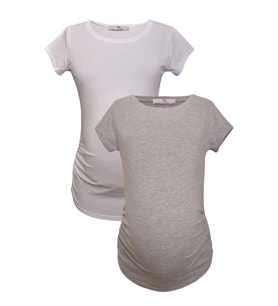 LuvmaBelly MYRA2017_2011 Hamile tshirt seti (Gri-Beyaz)