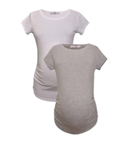 LuvmaBelly MYRA2017_2011 Hamile tshirt seti (Gri-Beyaz)