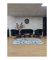 Papatya Çay Seti Koltuk Takımı Gold Sivriltme Ayak, Balkon, Salon, Ofis, Cafe Koltuk Takımı (Siyah)